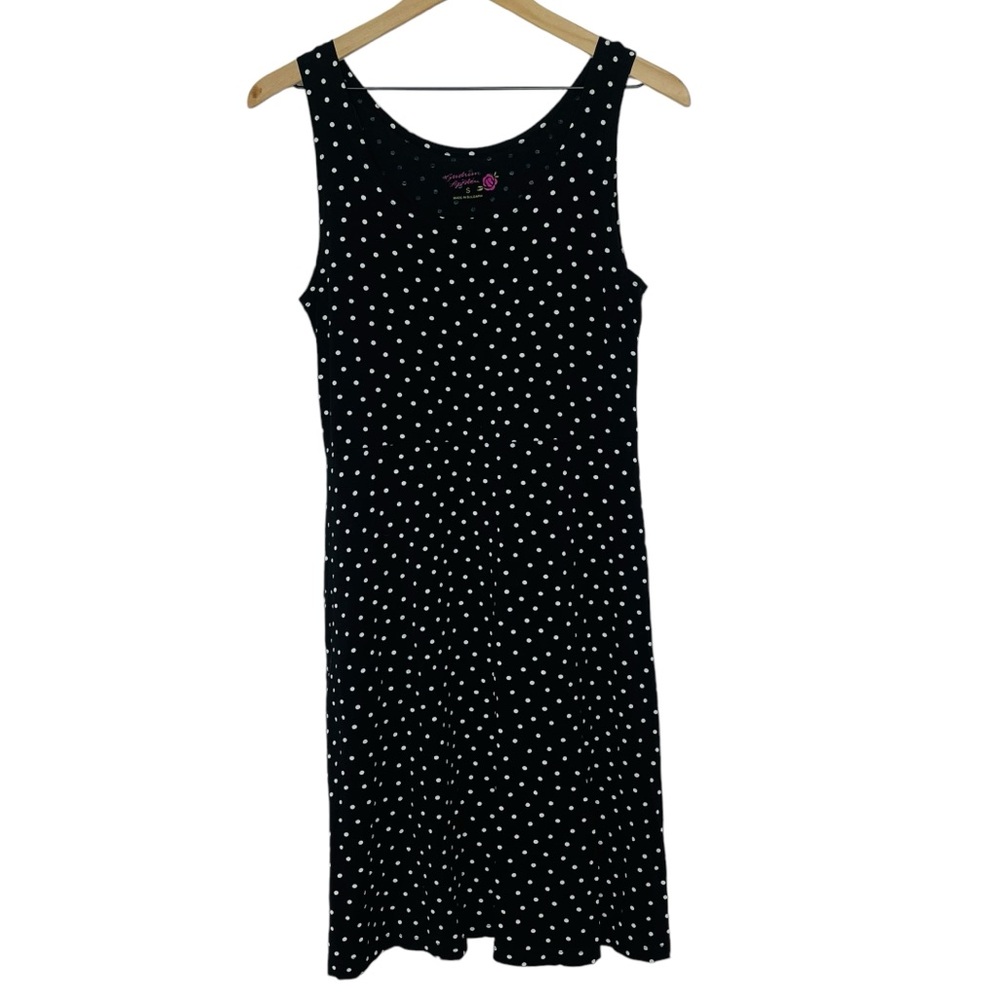 Gundren Sjoden Polka Dot Stretch Jersey Knit Sleeveless Dress Size Small